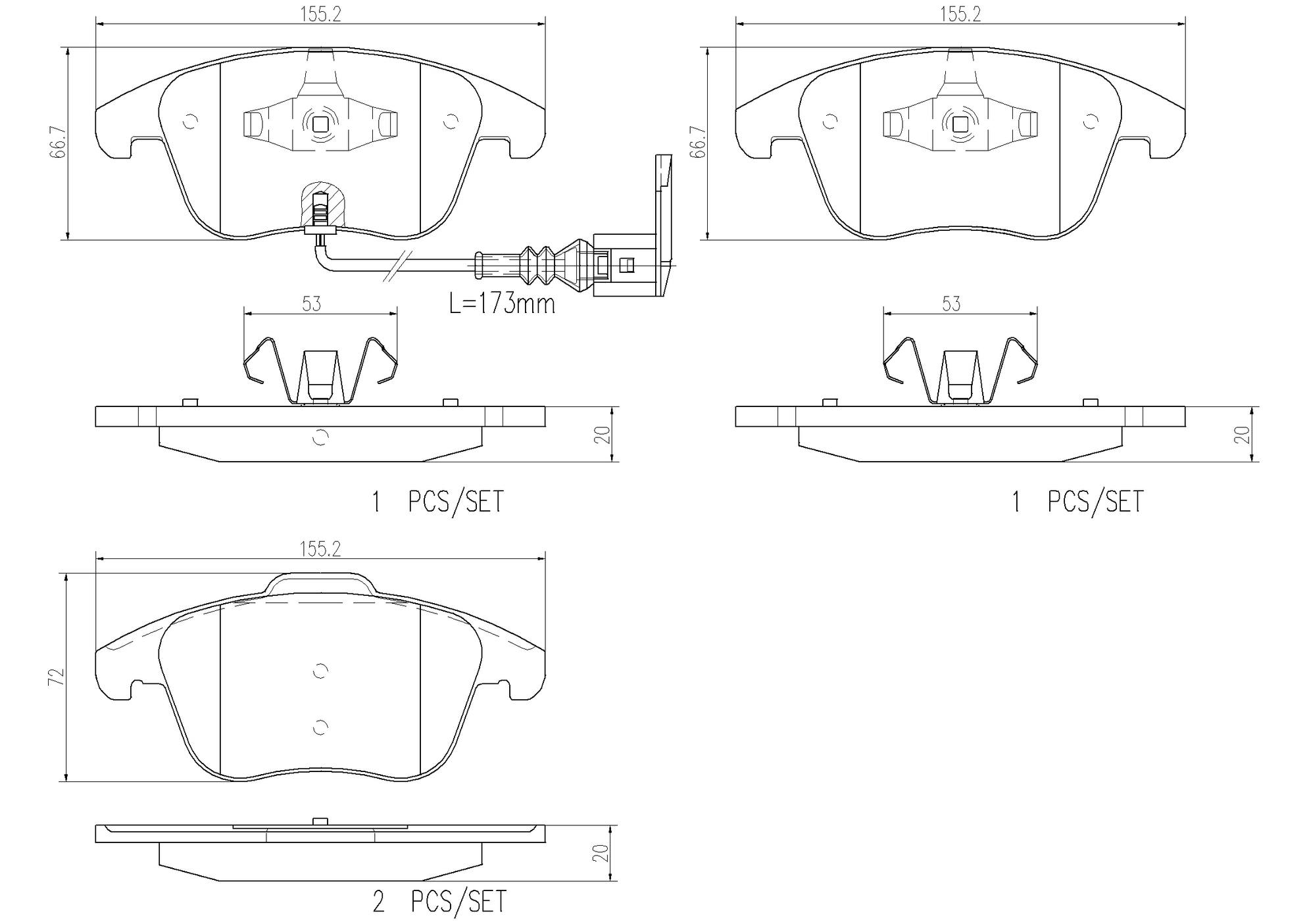 Audi Volkswagen Disc Brake Pad Set – Front (Ceramic) 5N0698151 Brembo ...