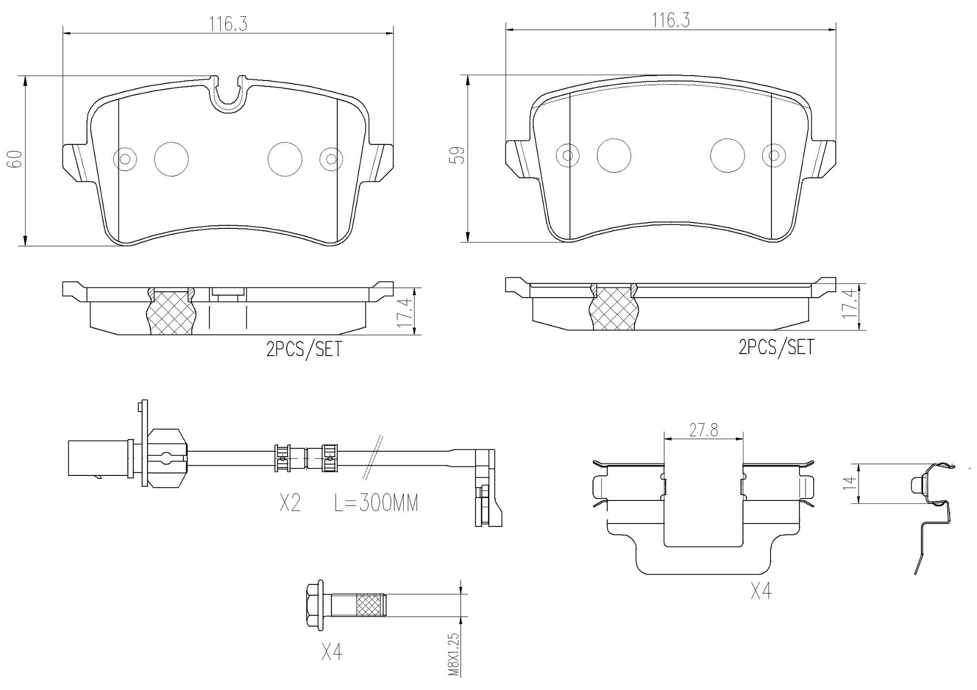 Audi Disc Brake Pad Set - Rear (Ceramic) 4H0698451A Brembo