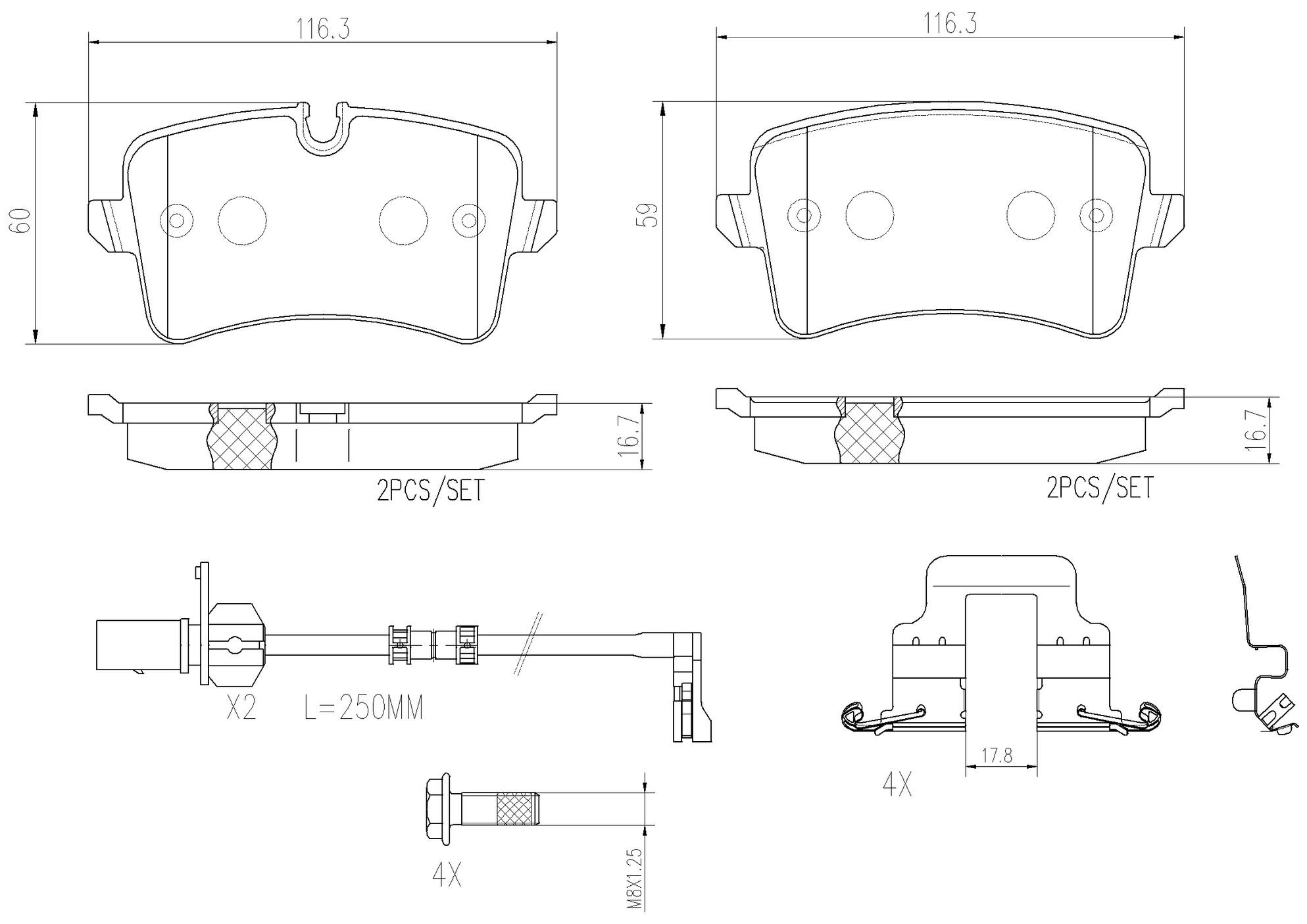 Audi Disc Brake Pad Set - Rear (Ceramic) 4G0698451 Brembo