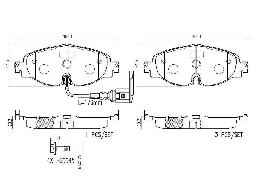 Audi Volkswagen Disc Brake Pad Set - Front (Ceramic) 8V0698151G Brembo