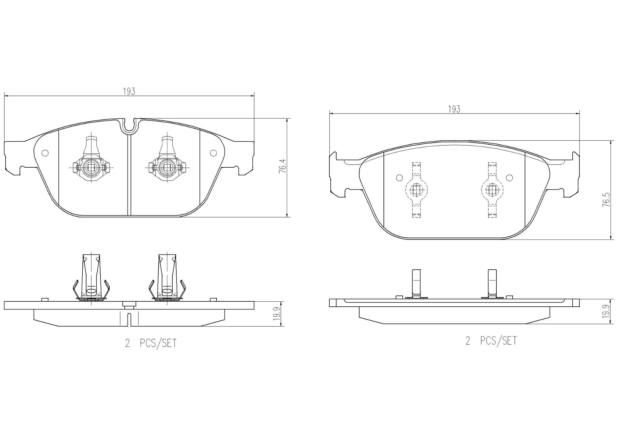 Audi Disc Brake Pad Set - Front (Ceramic) 8R0698151F Brembo