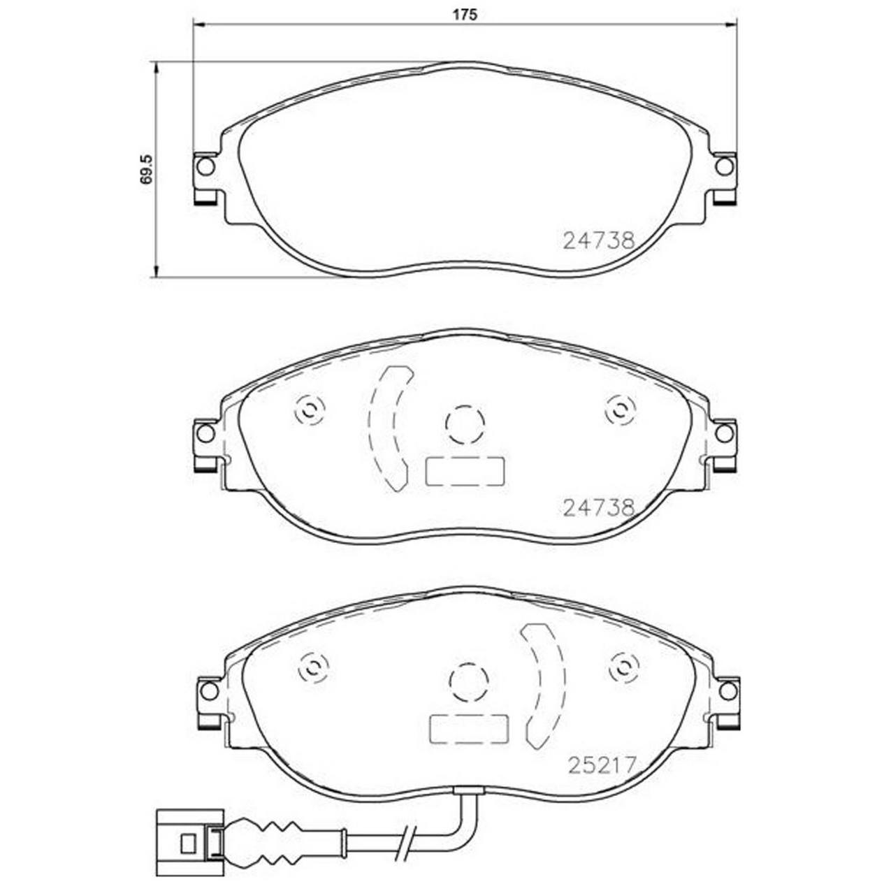 Volkswagen Disc Brake Pad and Rotor Kit - Front (340mm) (Low-Met) (Xtra) Brembo