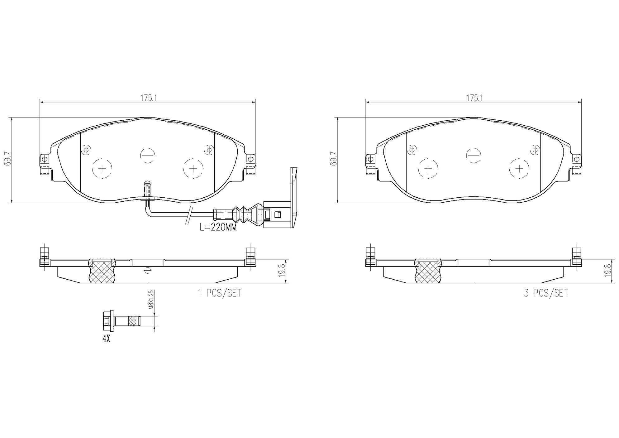 Volkswagen Disc Brake Pad and Rotor Kit - Front (340mm) (Ceramic) Brembo