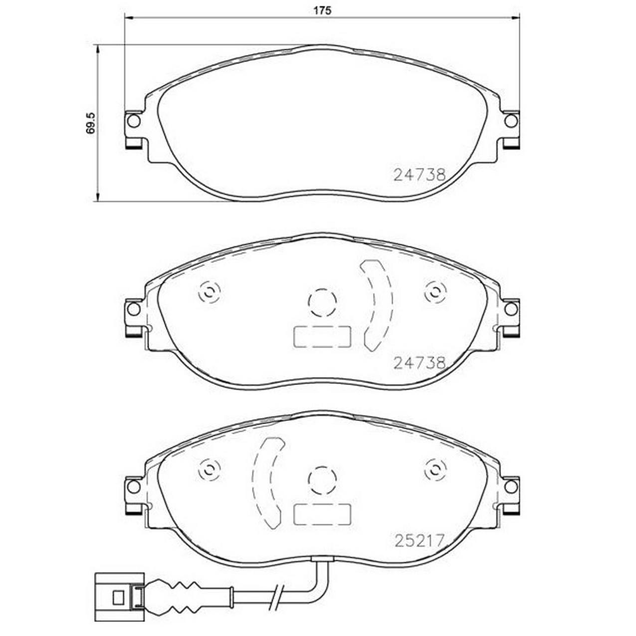 Audi Volkswagen Disc Brake Pad Set - Front (Low-Met) 8V0698151C Brembo