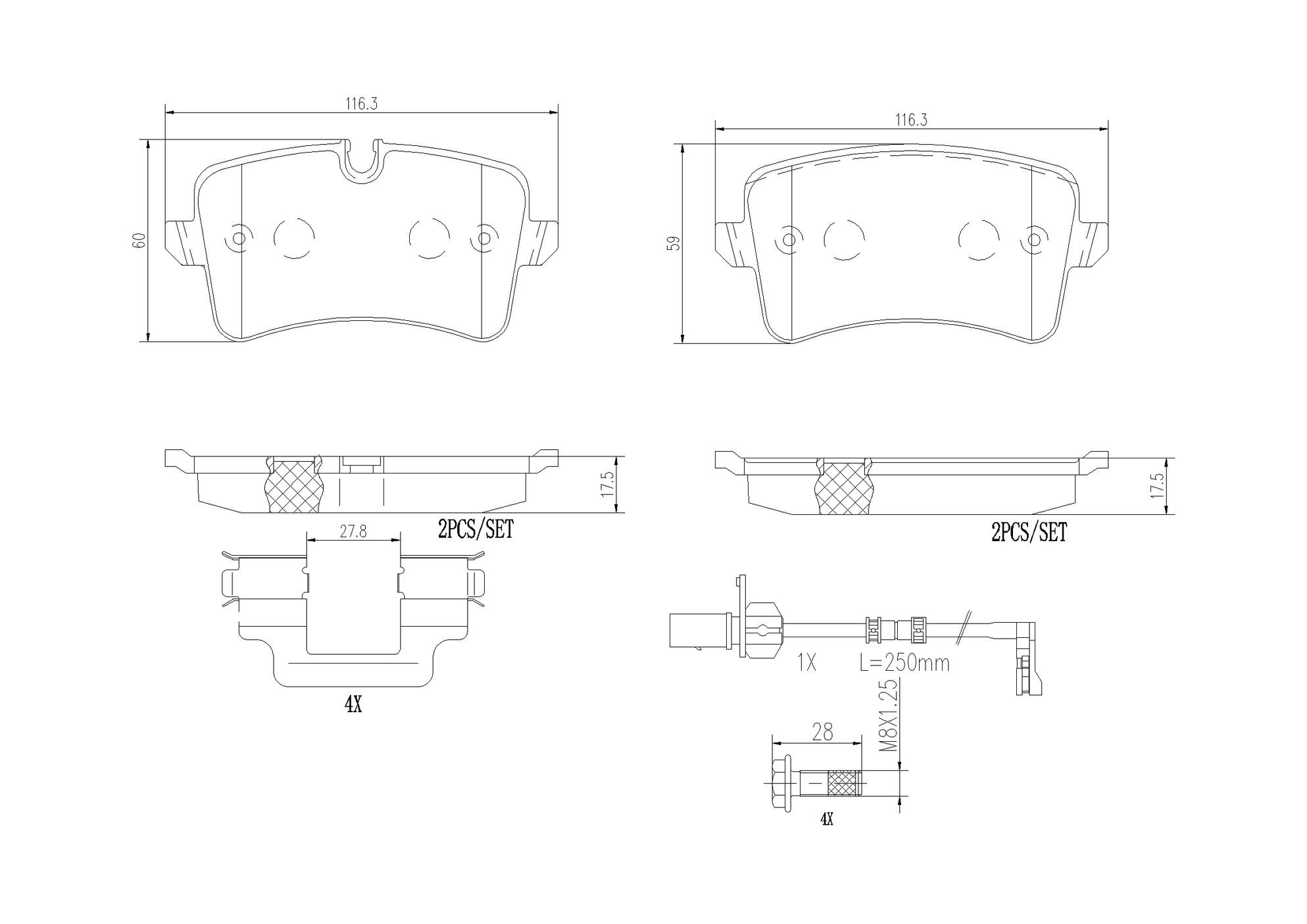 Audi Porsche Disc Brake Pad Set - Rear (Ceramic) 4G0698451J Brembo