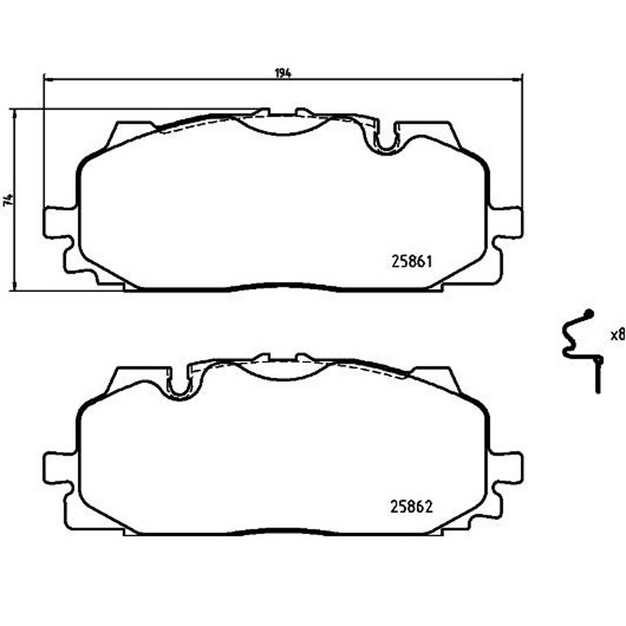 Audi Disc Brake Pad Set - Front (Low-Met) 8W0698151R Brembo