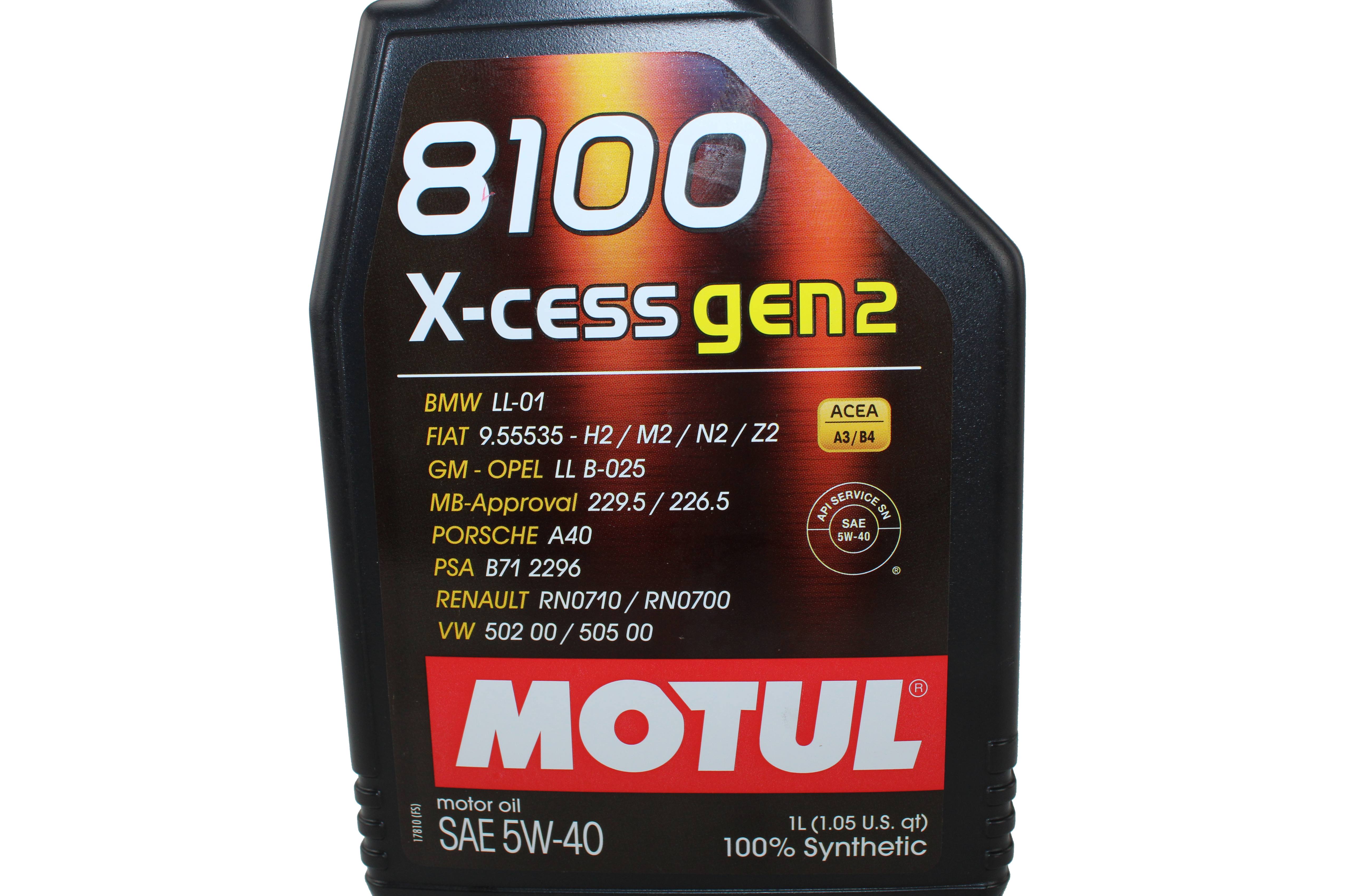 Motul 8100 X-CESS GEN2 Synthetic 5W-40 Motor Oil, 1 Liter