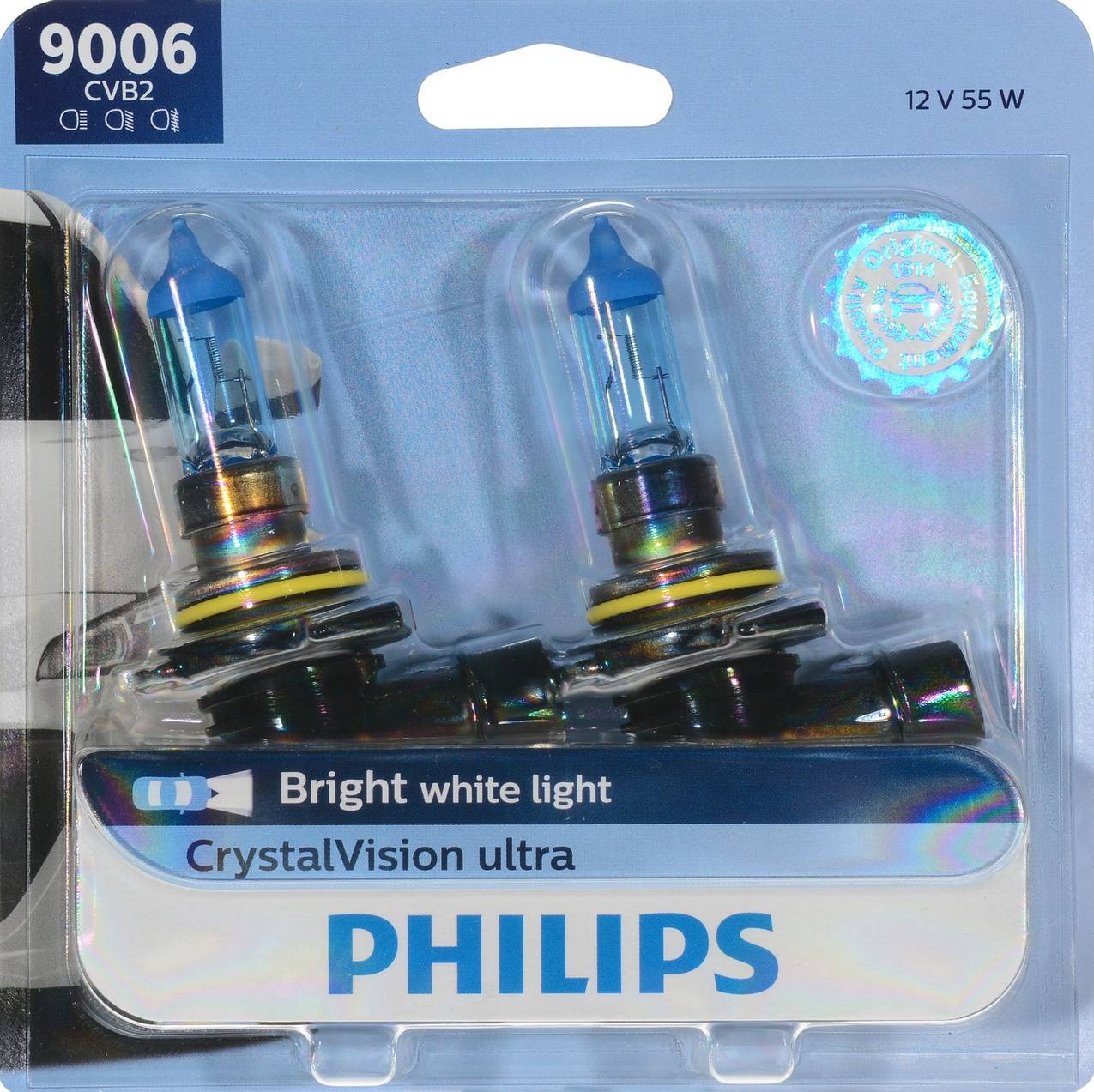 Philips H7 CrystalVision Ultra Upgraded Bright White Headlight Bulb, 2 Pack