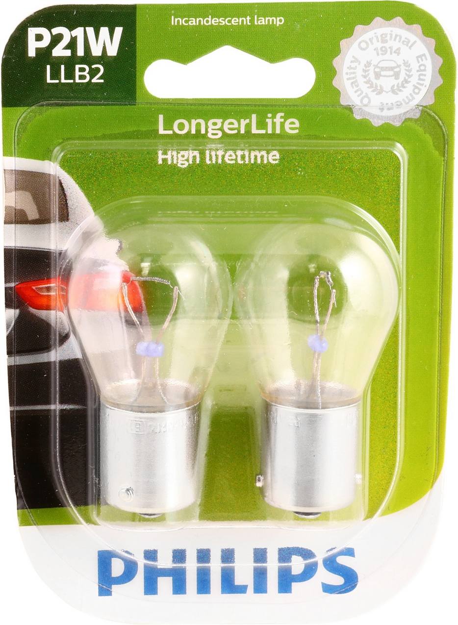 Philips P21W LongerLife Miniature Bulb, 2-Pack, 537360