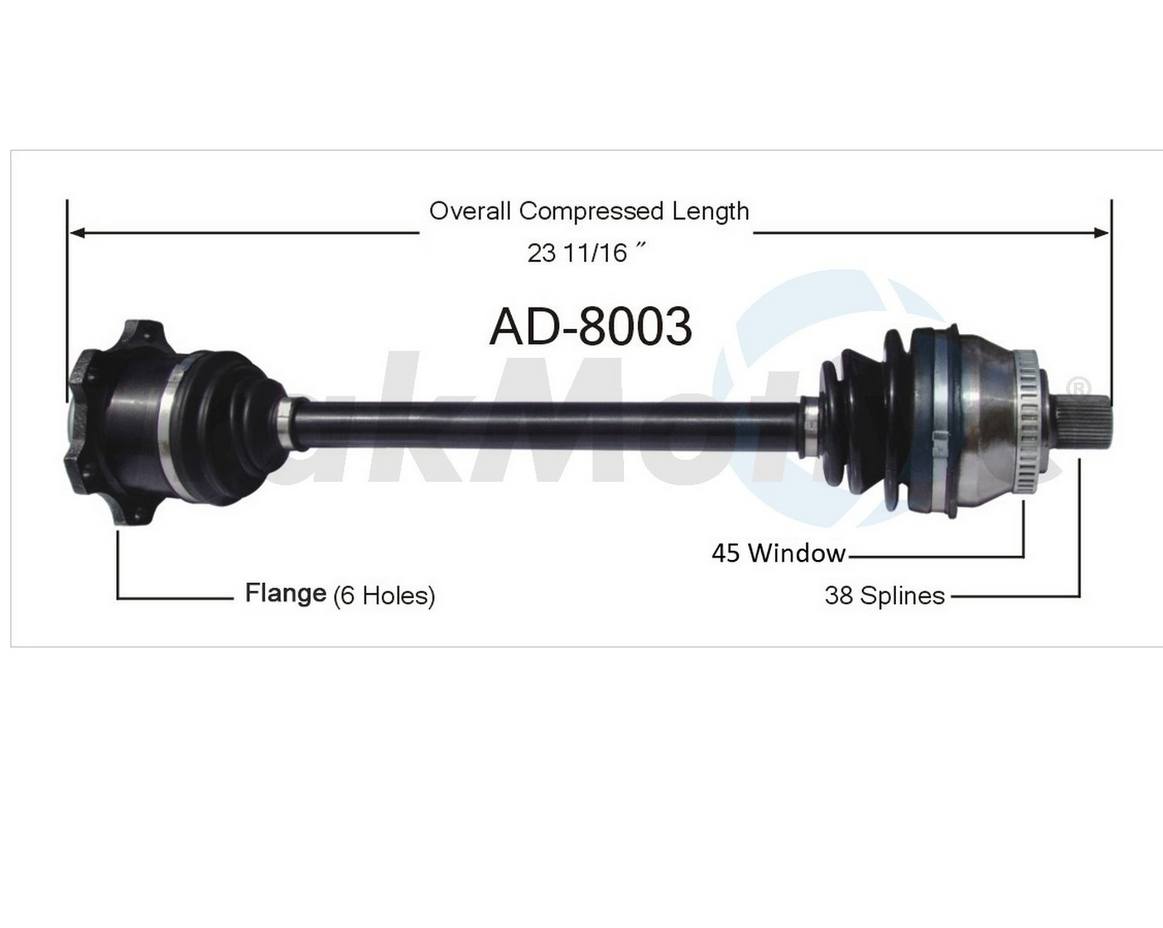 Audi VW CV Axle Shaft - Front Driver Side - Aftermarket AD8003