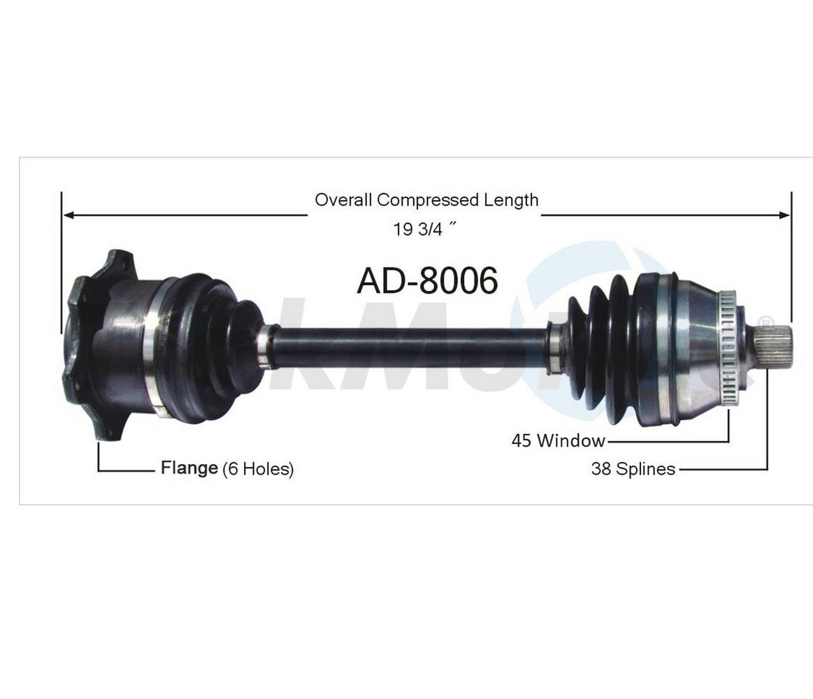 Audi VW CV Axle Shaft - Front Passenger Side - Aftermarket AD8006