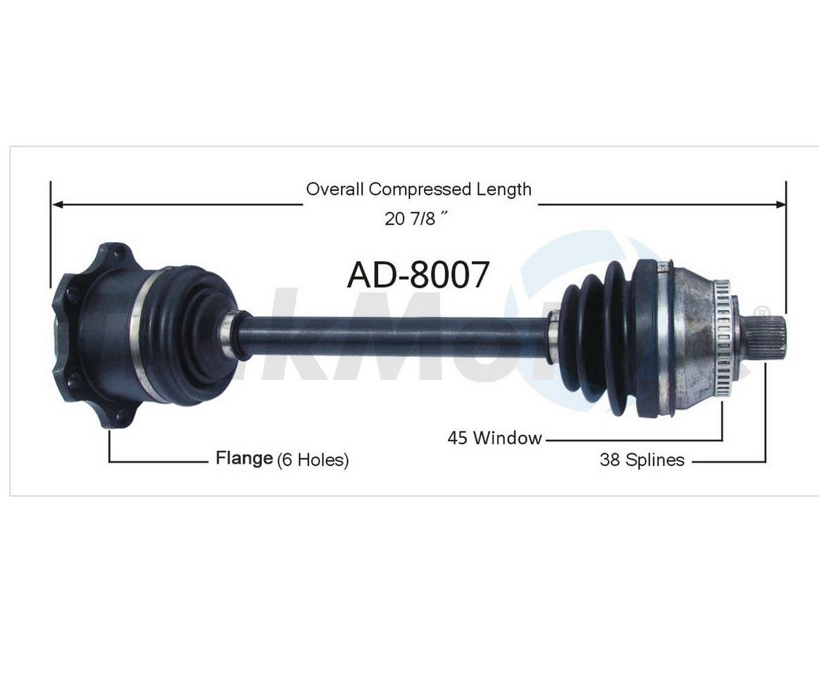 Audi VW CV Axle Shaft - Front Driver Side - Aftermarket AD8007