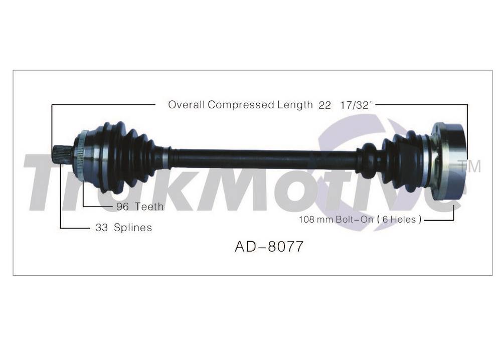 Audi CV Axle Shaft - Front Passenger Side - Aftermarket AD8077