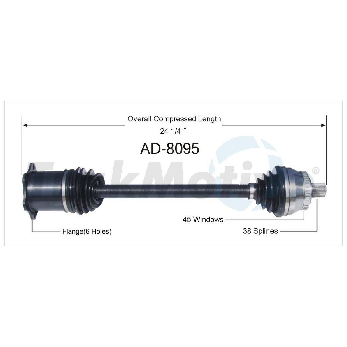 Audi CV Axle Shaft - Front Passenger Side (Manual Trans) 8E0407452JX - Aftermarket AD8095