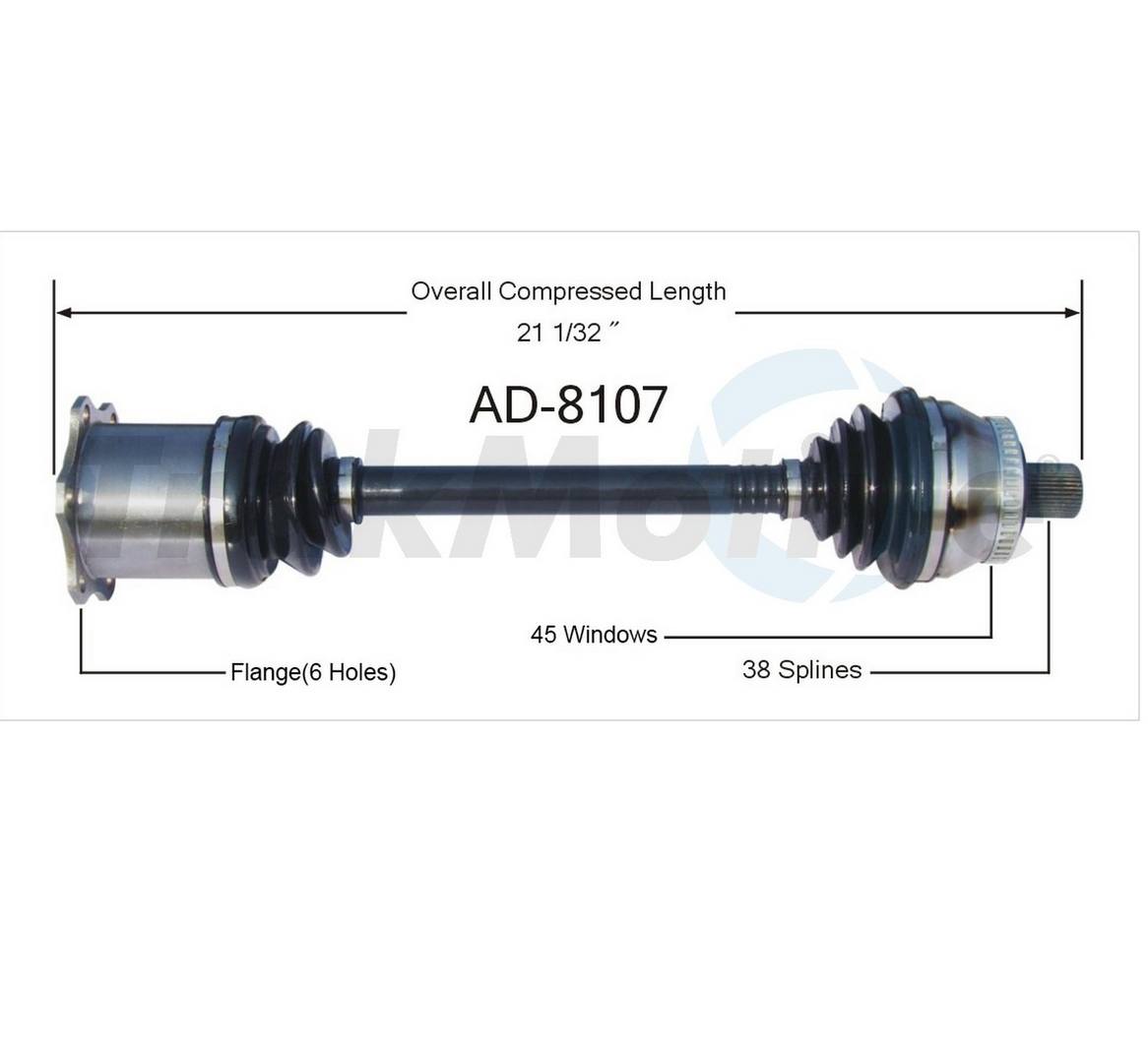 Audi CV Axle Shaft - Front Driver Side - Aftermarket AD8107