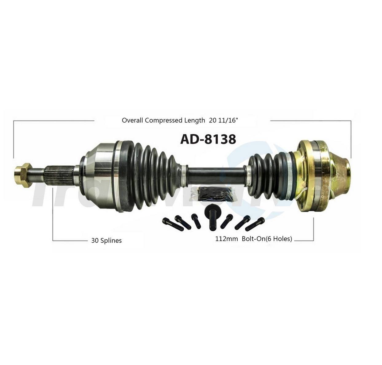 Audi Porsche CV Axle Shaft - Front Driver Side - Aftermarket AD8138