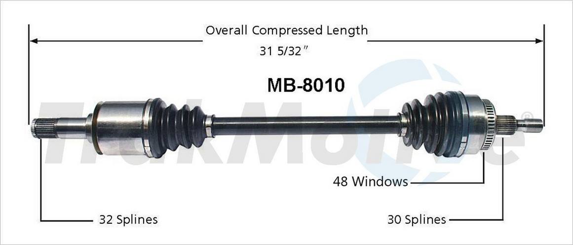 Mercedes CV Axle Shaft - Rear Driver Side - Aftermarket MB8010