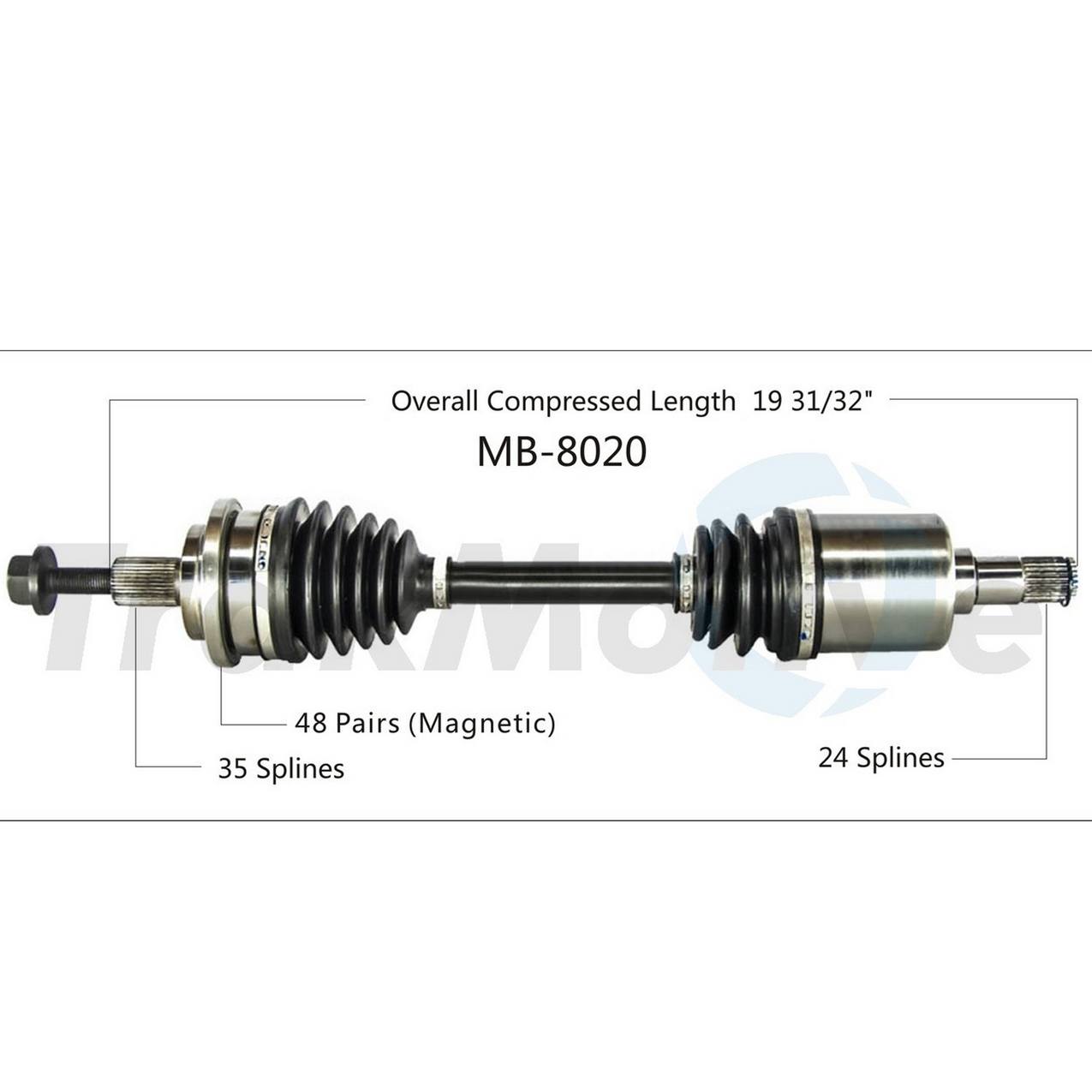 Mercedes CV Axle Shaft - Front Passenger Side - Aftermarket MB8020