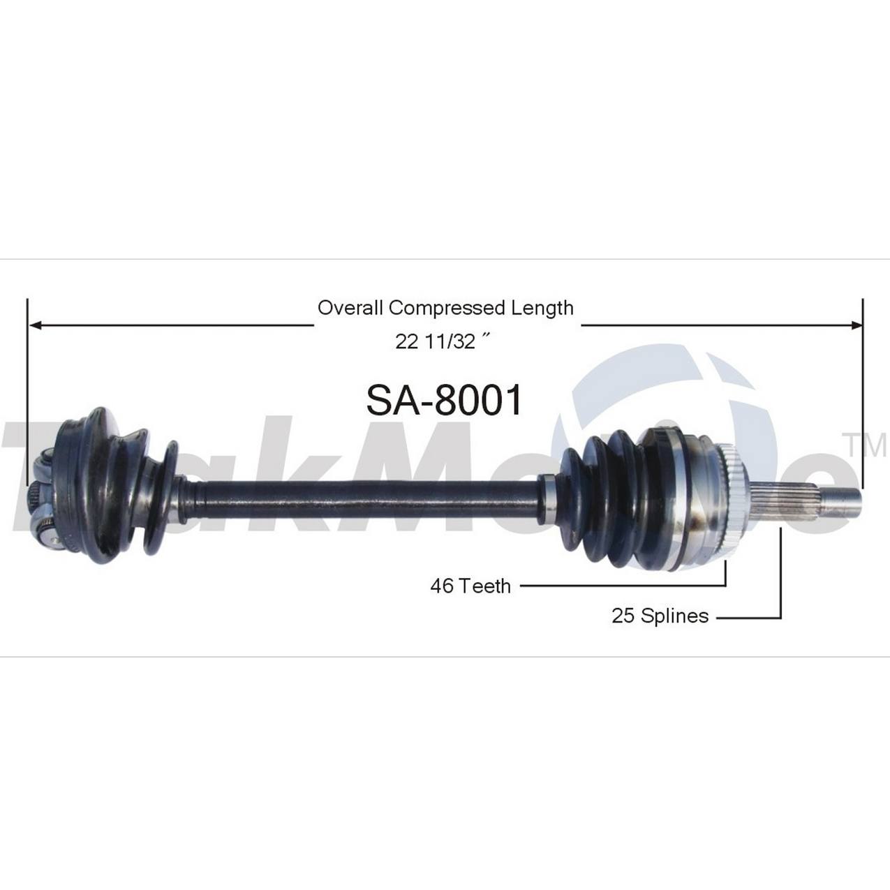 SAAB CV Axle Shaft - Front Driver Side - Aftermarket SA8001