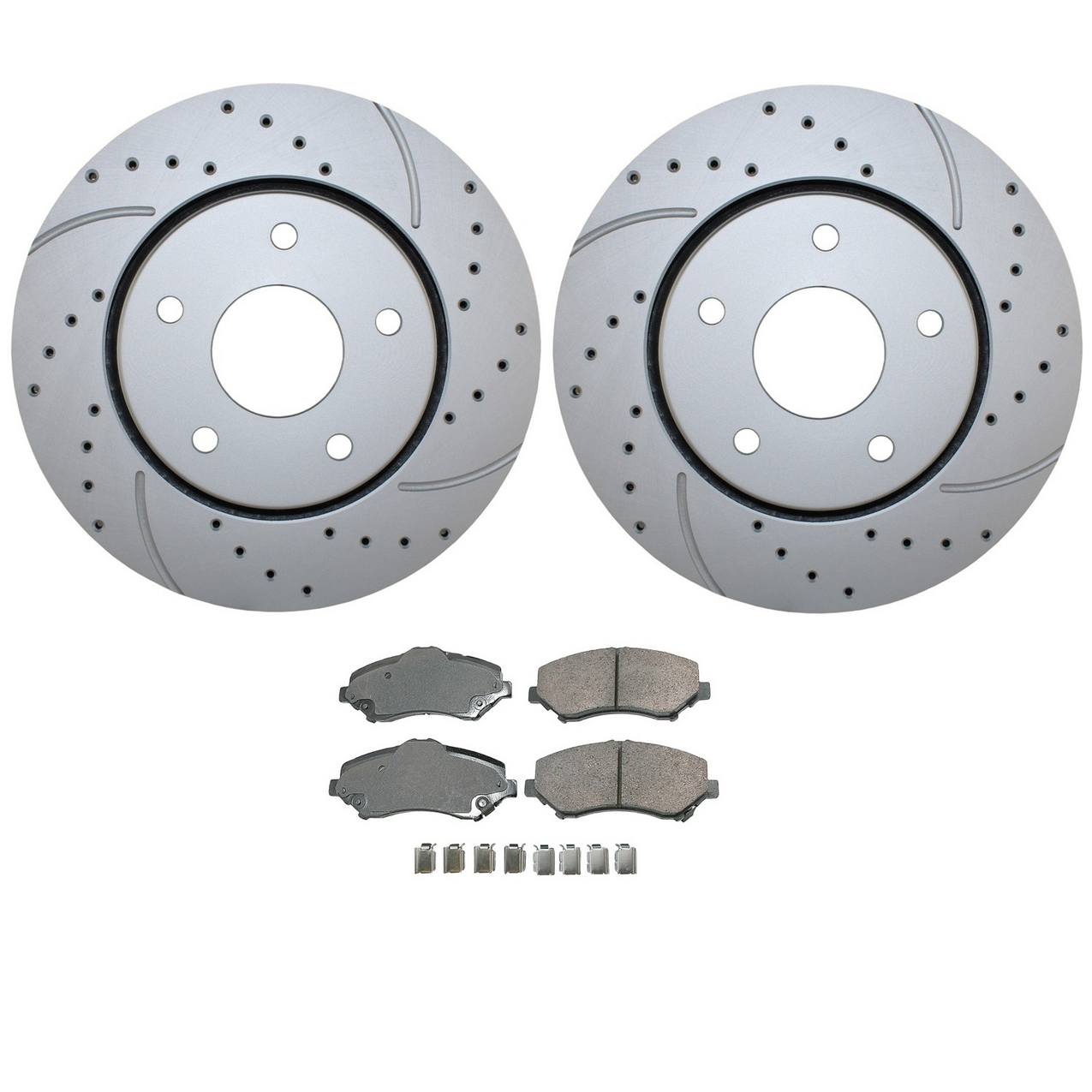 Volkswagen Disc Brake Pad And Rotor Kit Front 302mm Drilled Ceramic Akebono Proact 