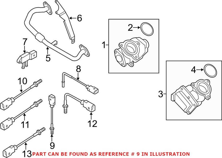 Audi VW Emissions Temperature Sensor - Genuine Audi VW 03L906088G