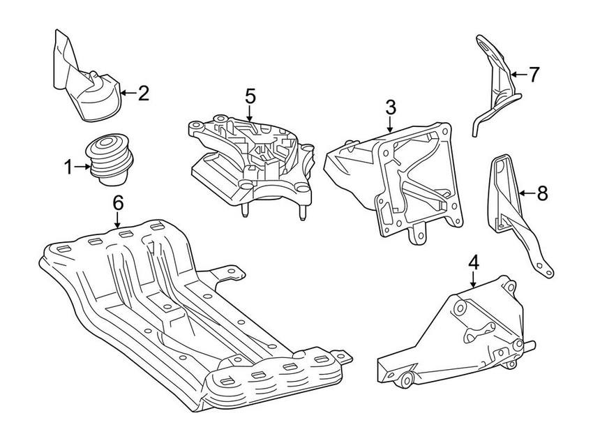 Engine Mount – Front Passenger Right Genuine Mercedes-Benz 2212405617