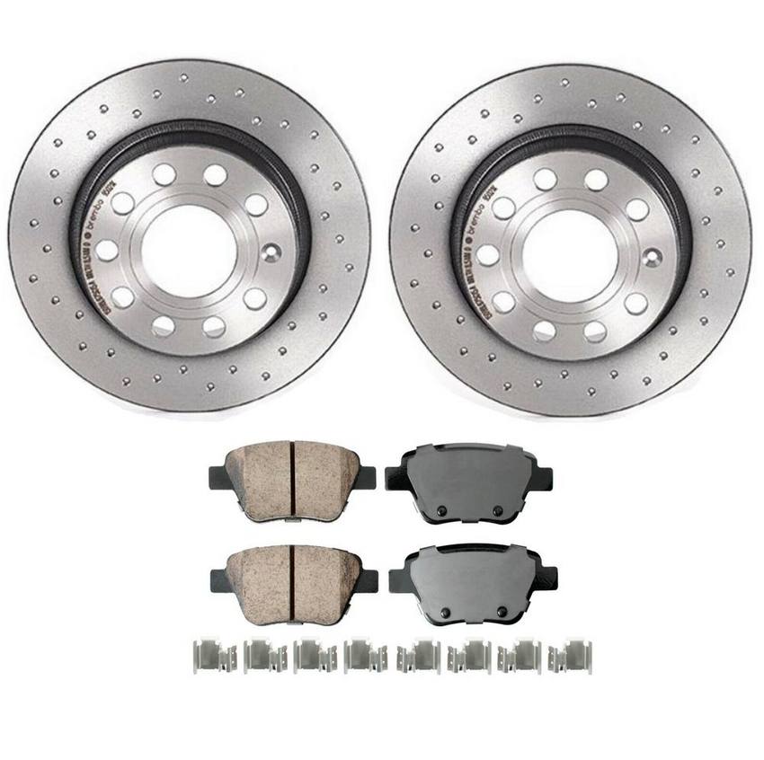 VW Disc Brake Pad and Rotor Kit – Rear (255mm) (Xtra) (Ceramic) (EURO)  5Q0615601F – Akebono Euro Ultra-Premium 4122319KIT Akebono Euro 4122319KIT