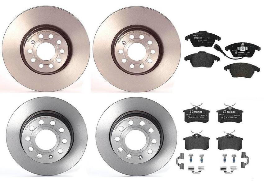 Rear Ceramic Brake Pads & Rotors Kit For Audi Volkswagen 253mm Diameter  Rotor 