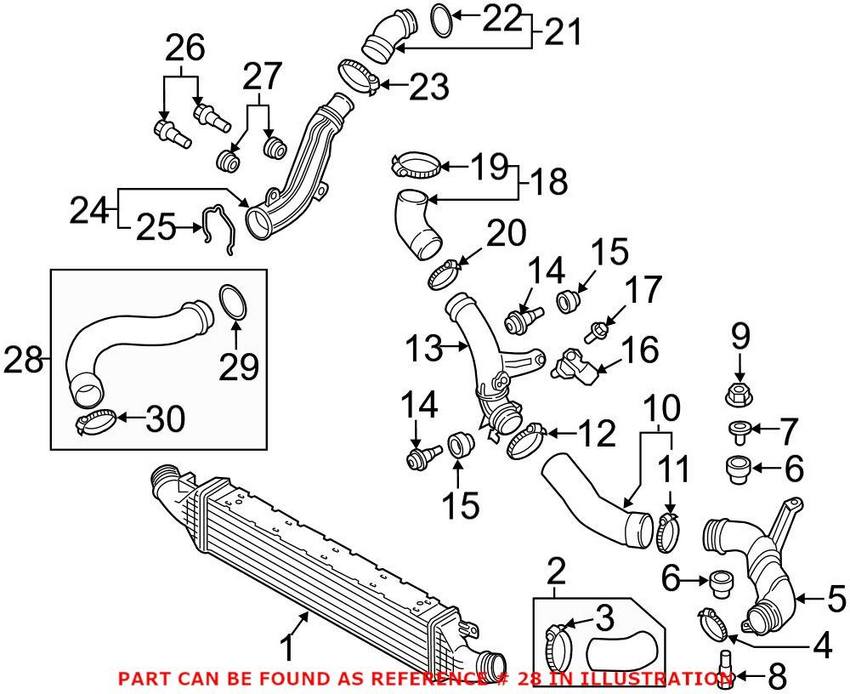 Audi Turbocharger Intercooler Pipe 5N0145832N Genuine VW/Audi 5N0145832N