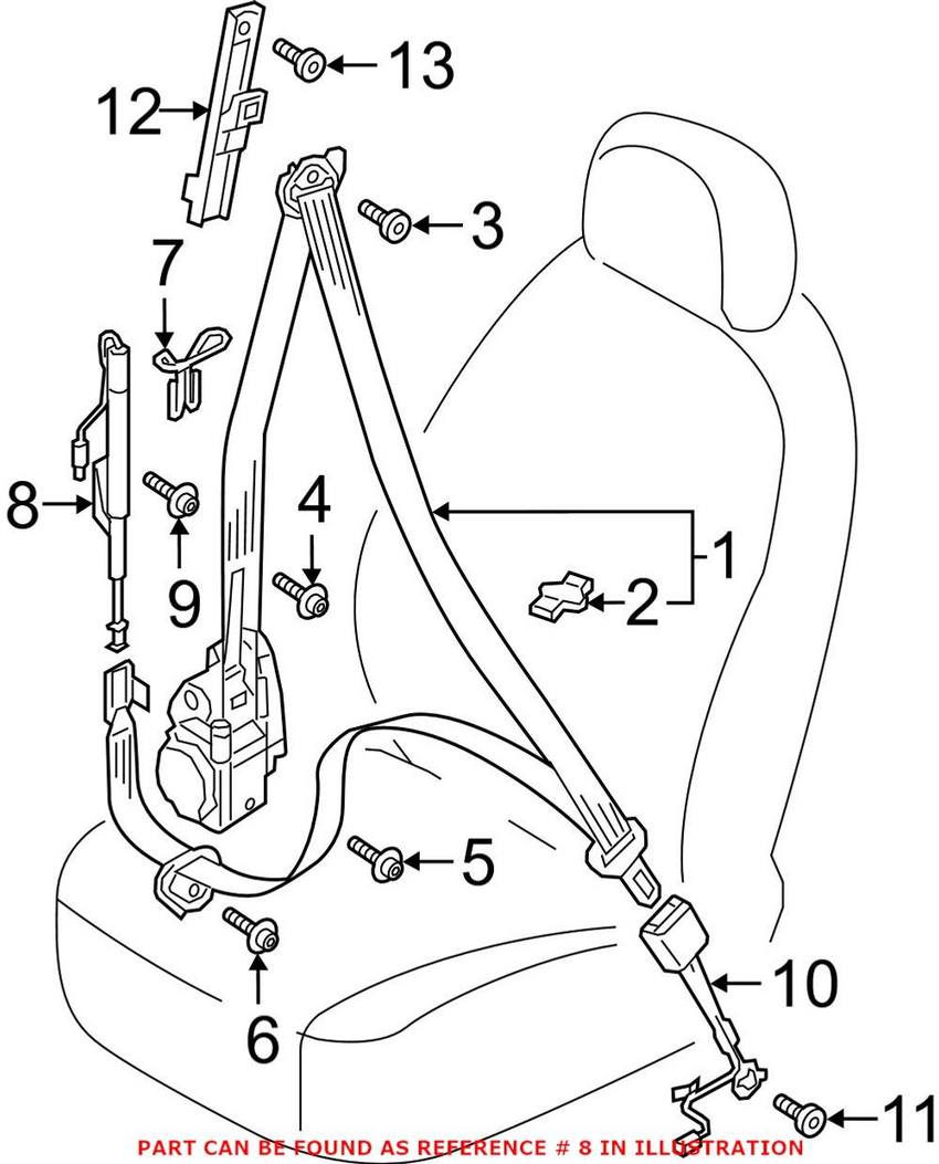 Seat Belt Pretensioner Genuine Vw Audi 80a857619