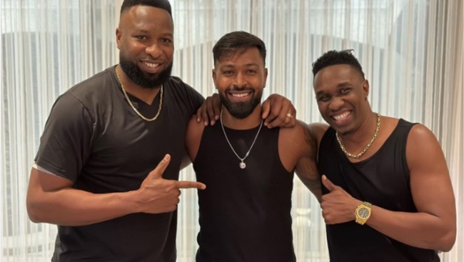 'Imagine 3 Of Us Playing For The Same Team': DJ Bravo Catches Up With Hardik Pandya and Kieron Pollard