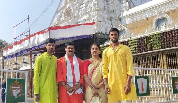 Tilak Varma Visits Tirupati Balaji Ahead Of IPL 2024