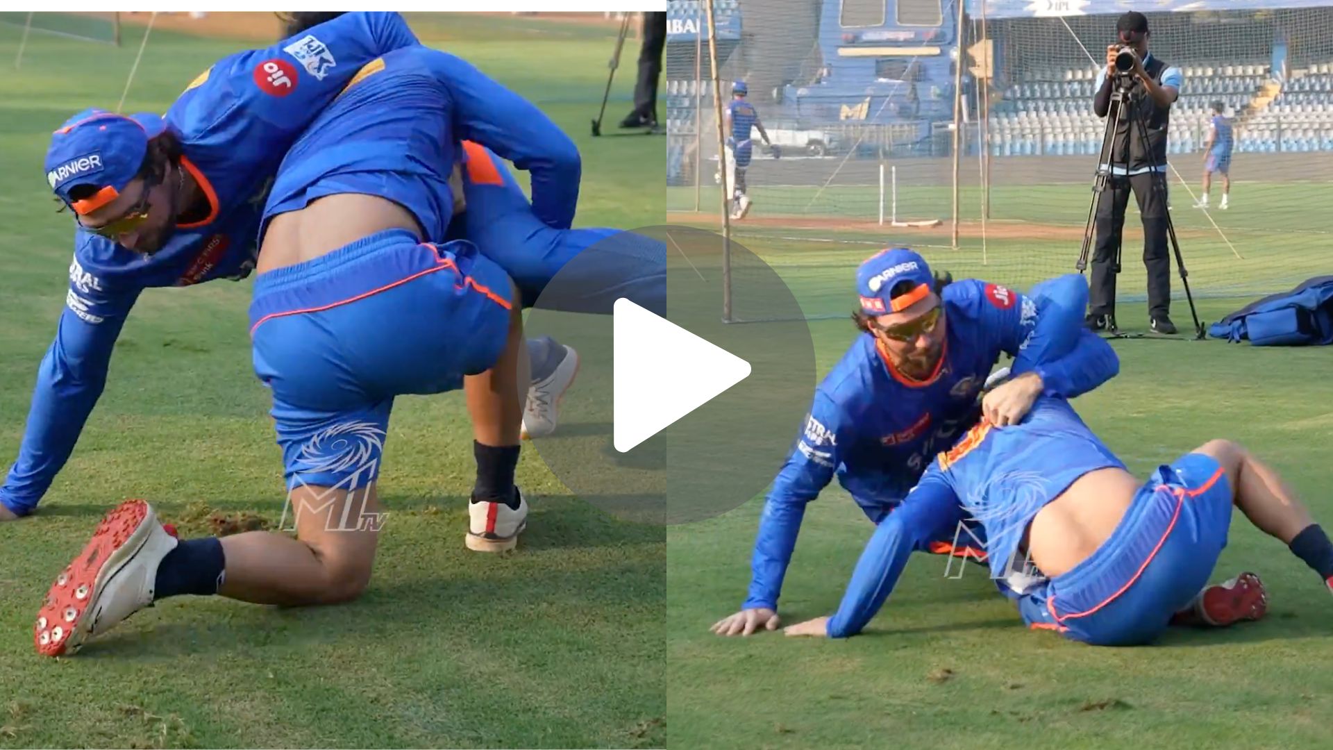 [Watch] Ishan & Tim David Turn Wankhede Into WWE Ring As Their Fierce Wrestling Video Goes Viral