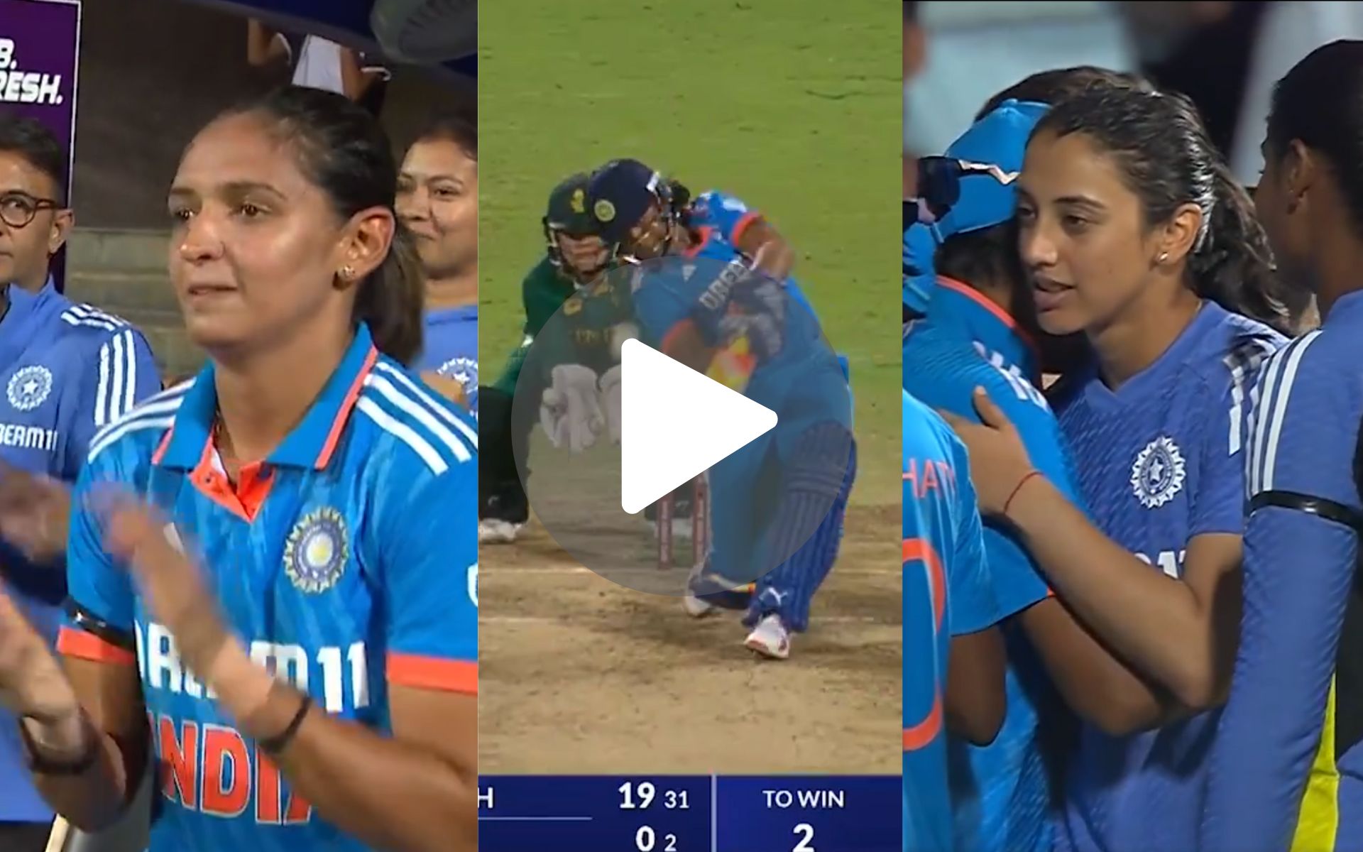 [Watch] Richa Ghosh's MSD-Esque Last-Ball Six Gets Harman, Smriti Thrilled As IND Whitewash SA