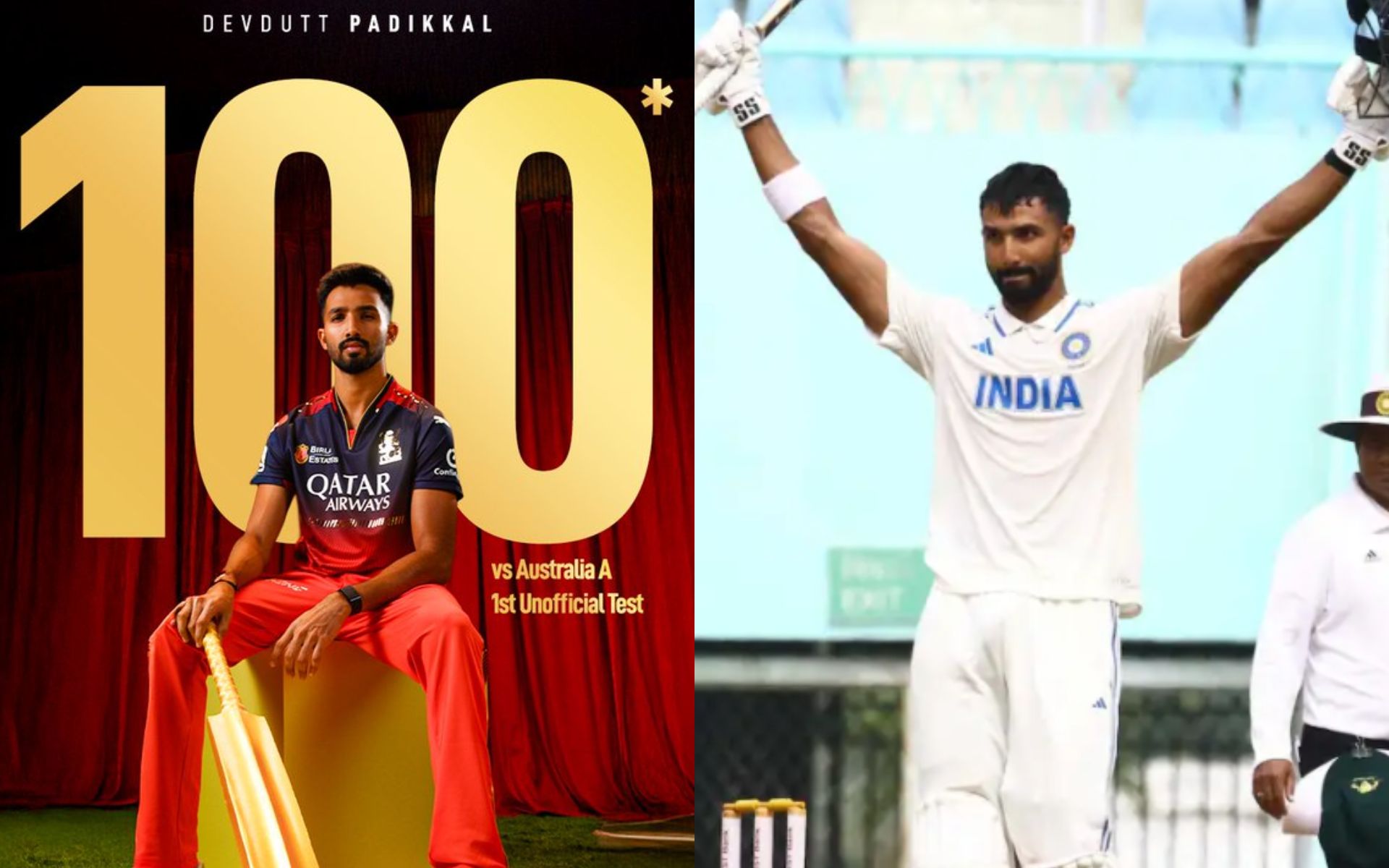 "Riding The Rhythm": RCB Celebrates Devdutt Padikkal After His Stunning Ton For India A