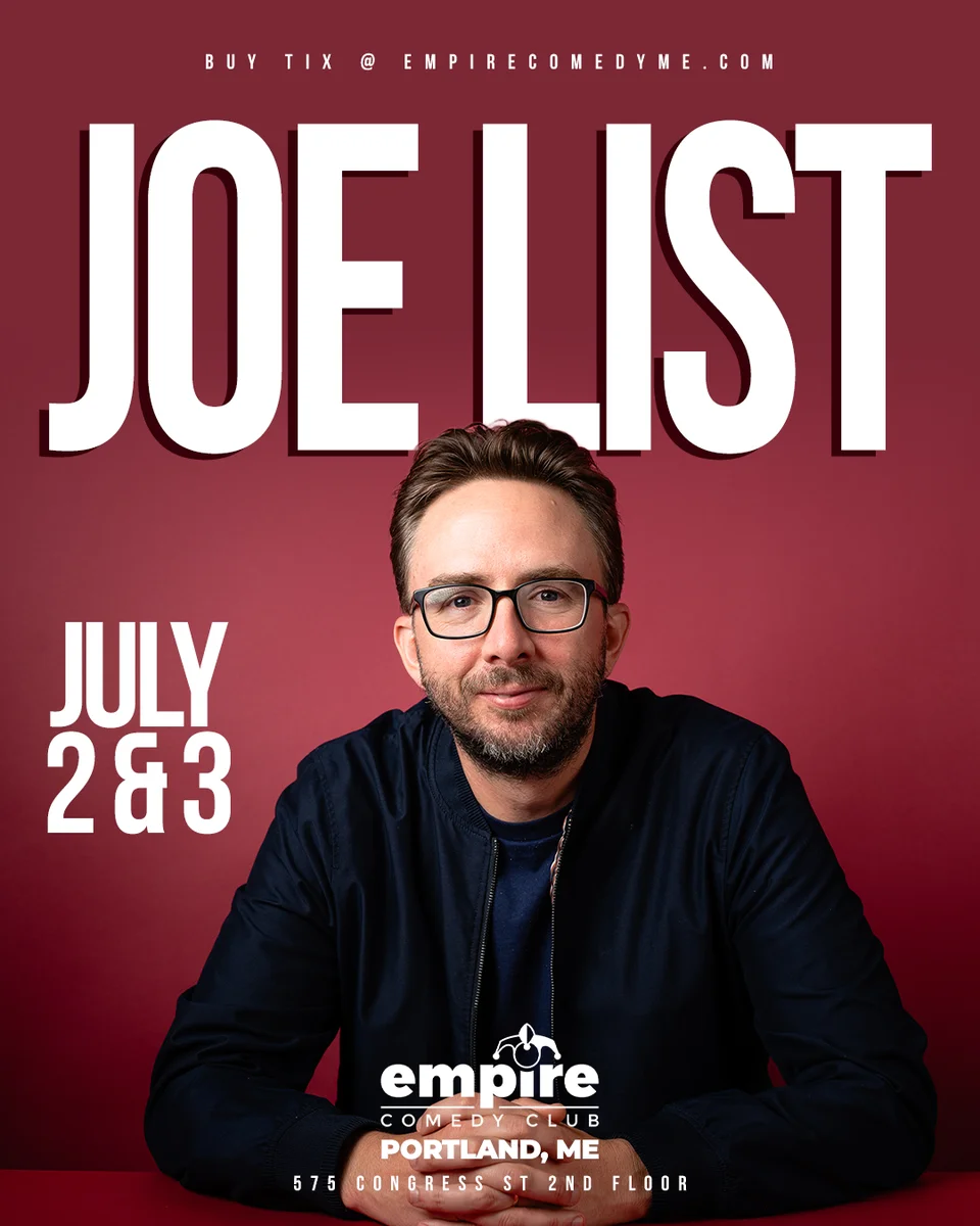 Promotional poster for Joe List at Empire Comedy Club
