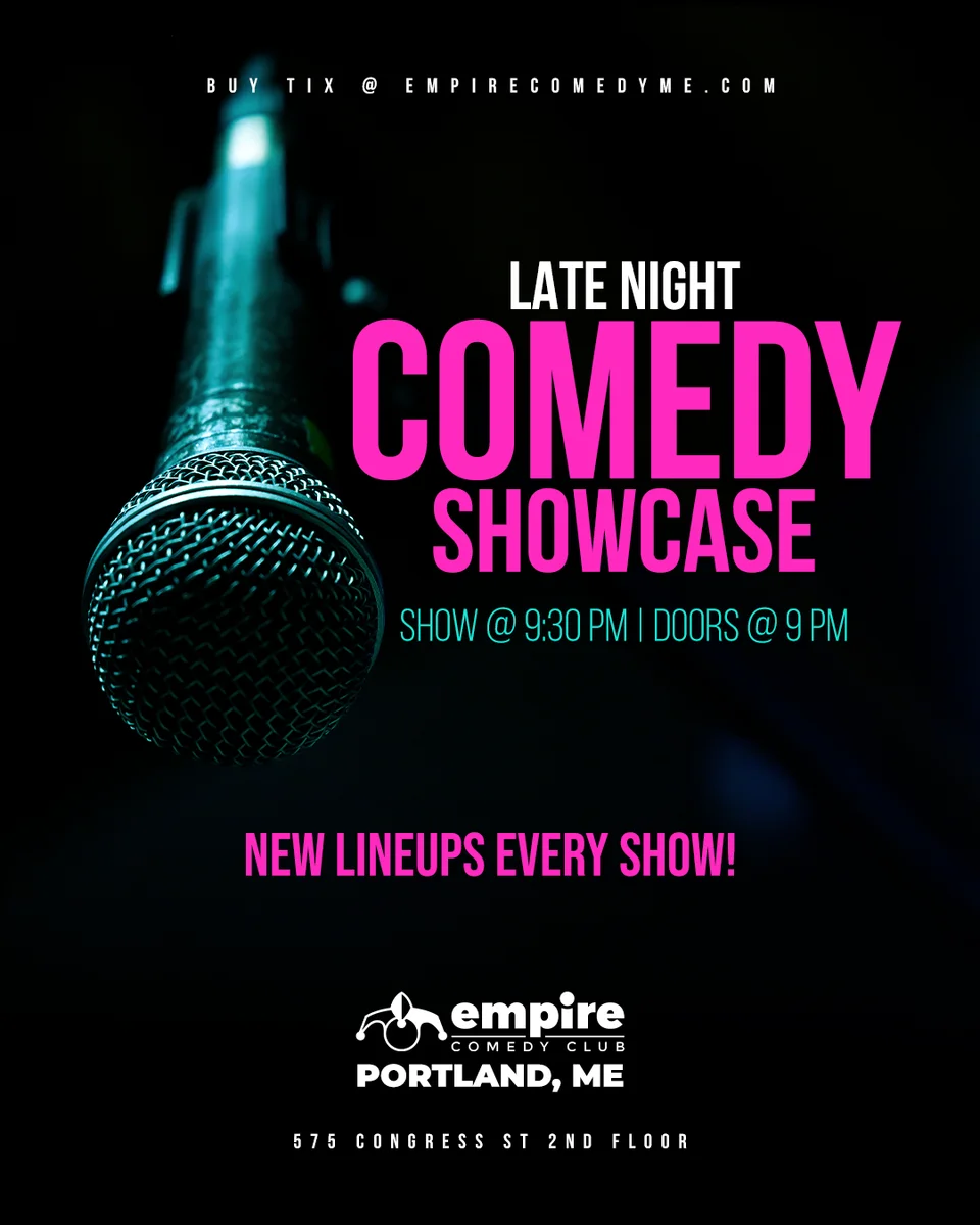 Promotional poster for LATE NITE COMEDY! at Empire Comedy Club