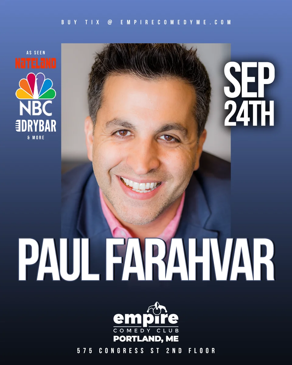 Promotional poster for Paul Farahvar at Empire Comedy Club