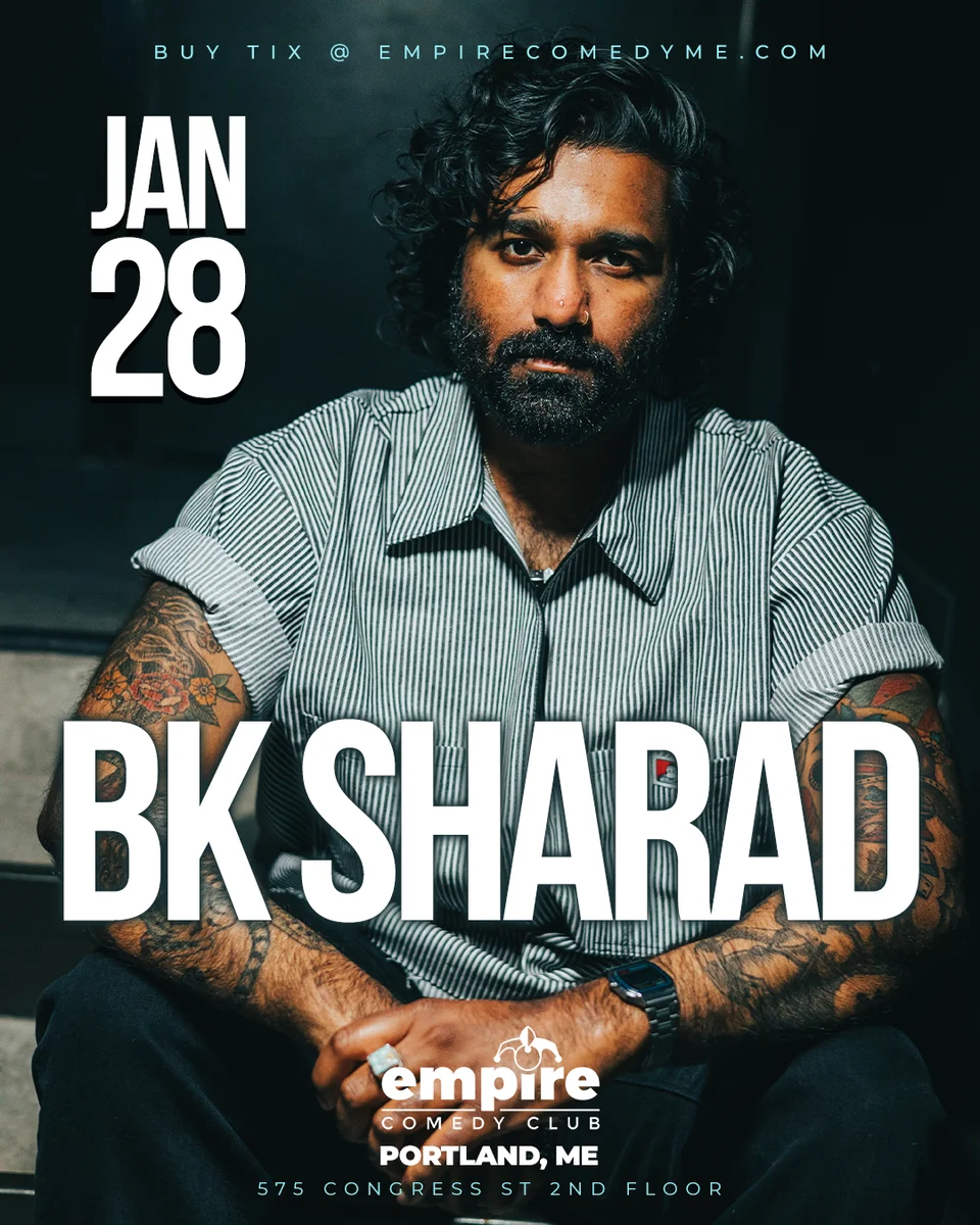 Promotional poster for BK Sharad at Empire Comedy Club