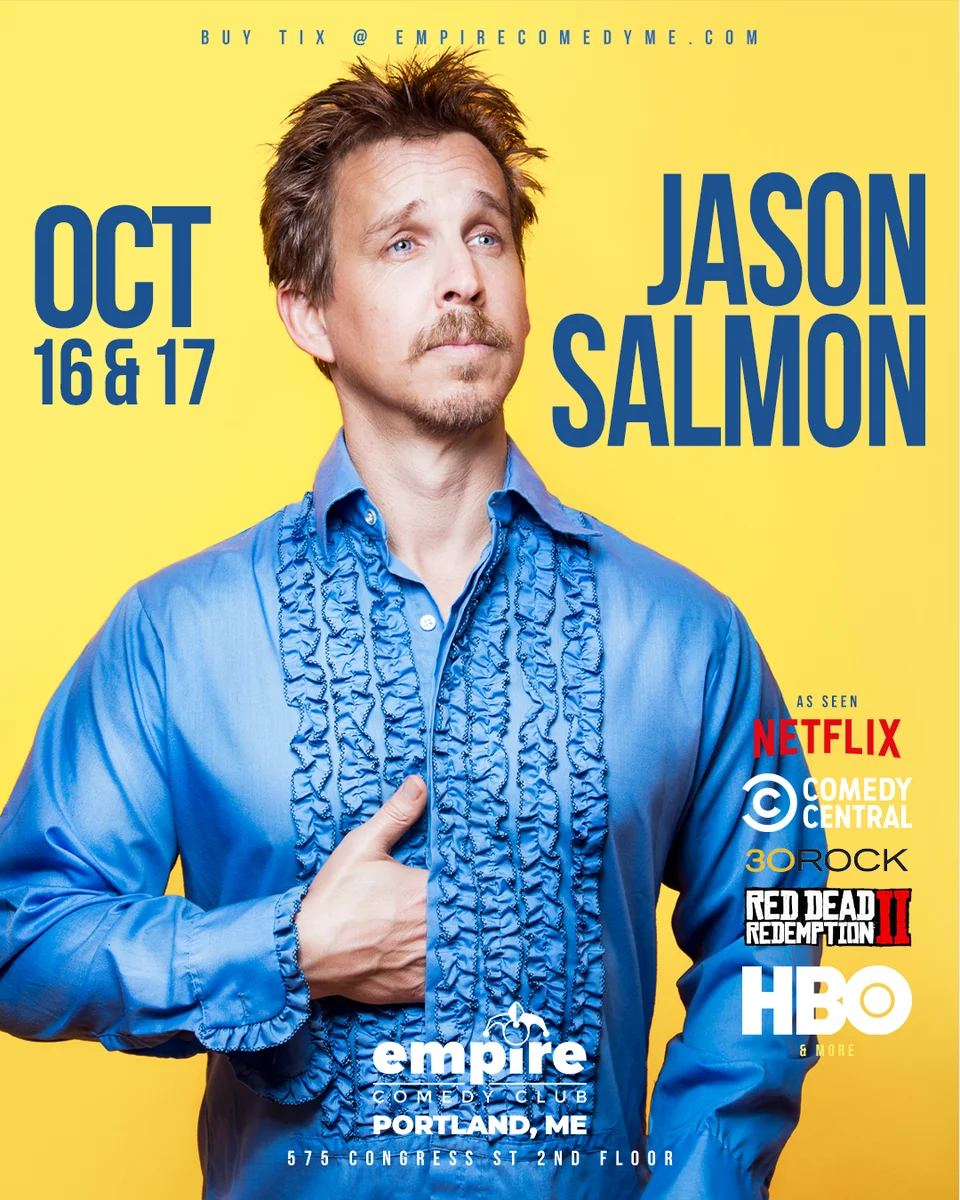 Promotional poster for Jason Salmon at Empire Comedy Club