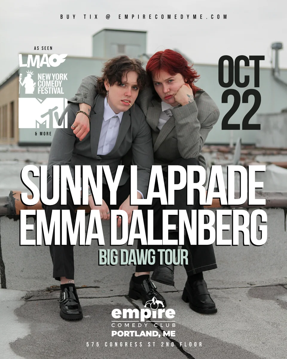 Promotional poster for Sunny Laprade and Emma Dalenberg at Empire Comedy Club