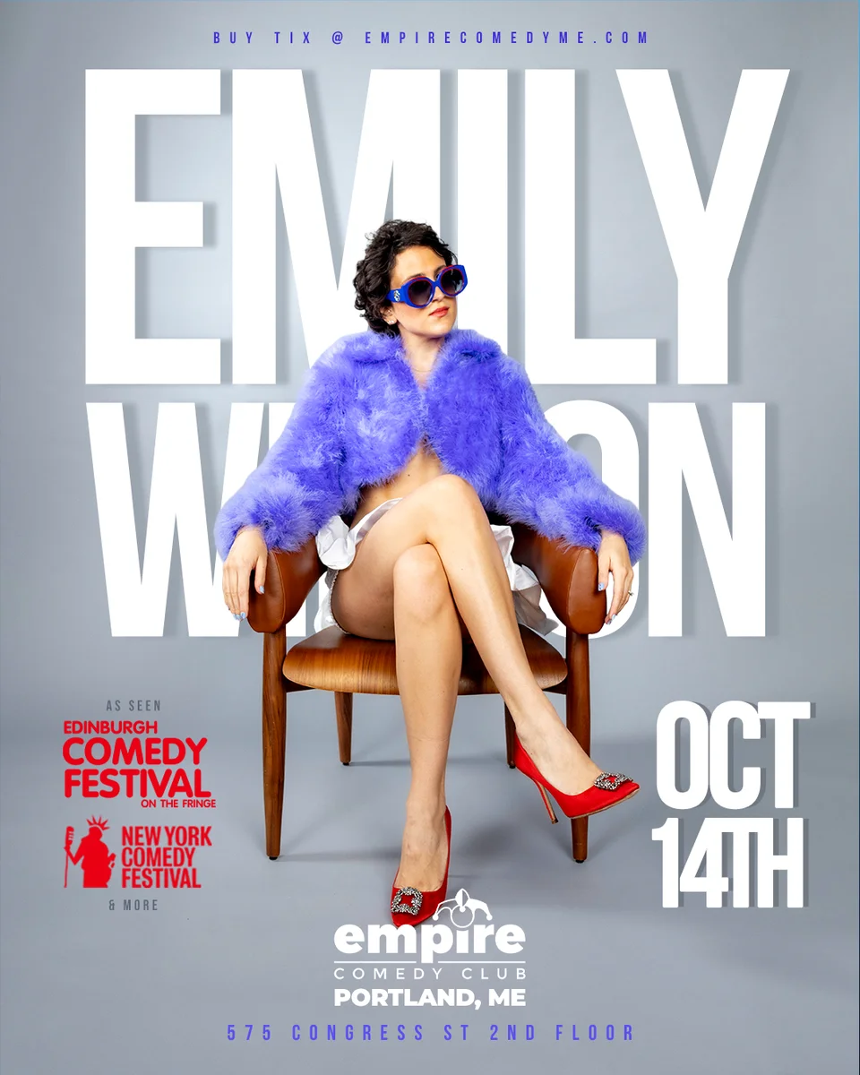 Promotional poster for Emily Wilson at Empire Comedy Club