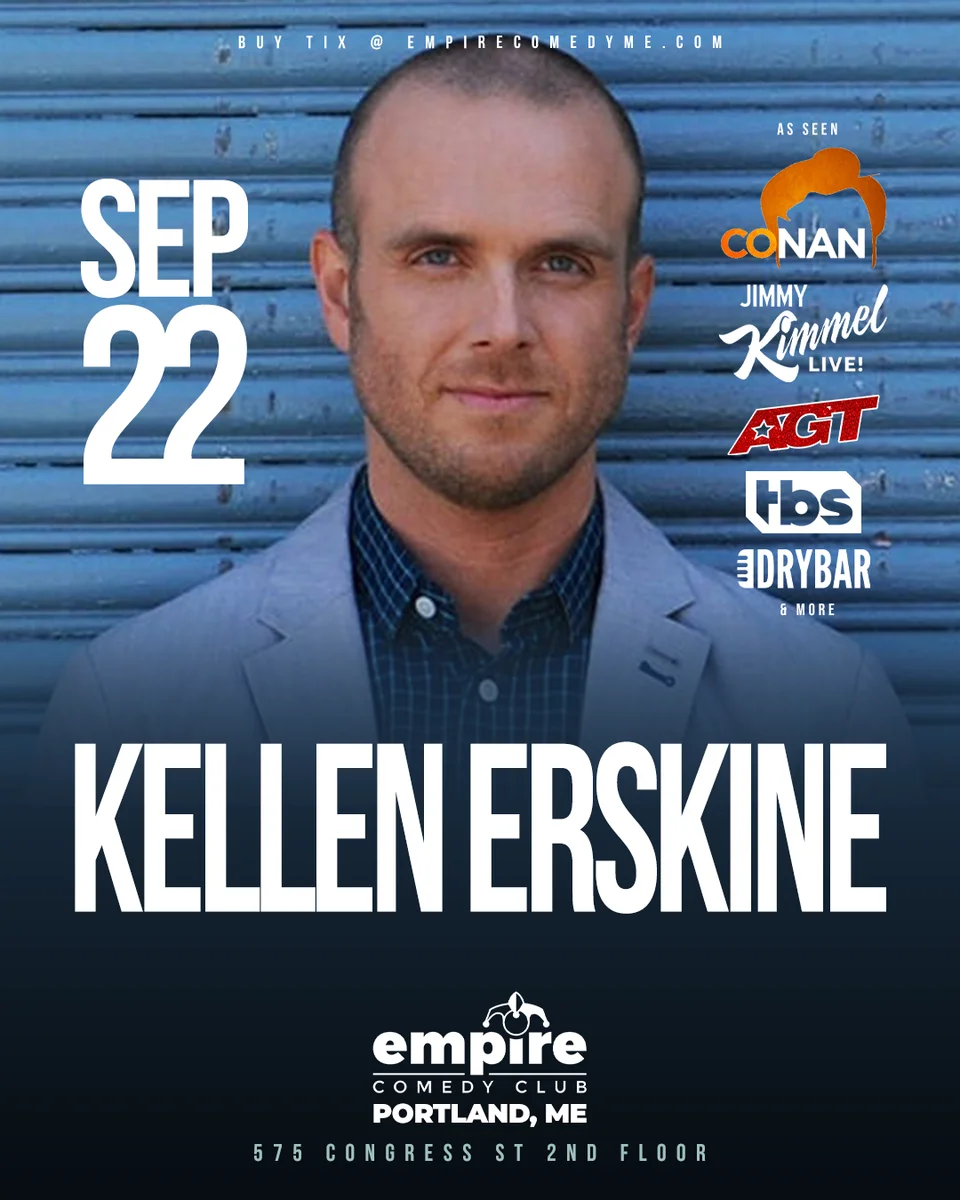 Promotional poster for Kellen Erskine at Empire Comedy Club