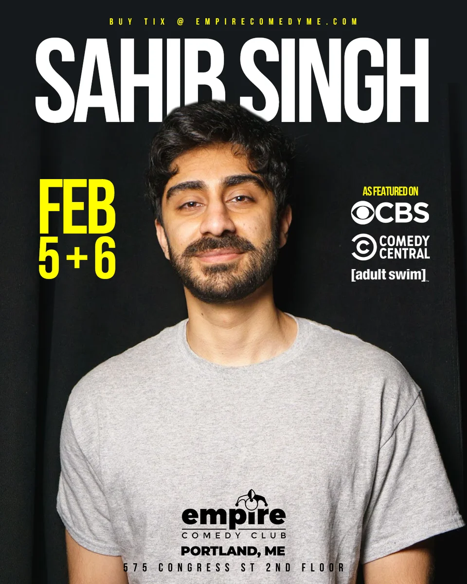 Promotional poster for Sahib Singh at Empire Comedy Club