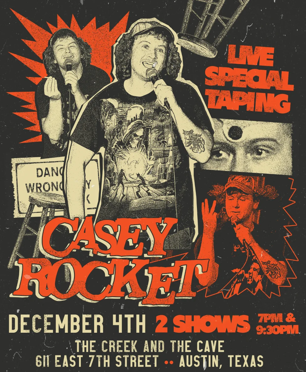 Promotional artwork for Casey Rocket Special Taping.