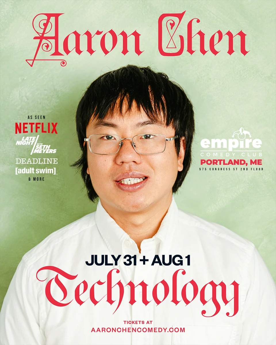 Promotional poster for Aaron Chen at Empire Comedy Club