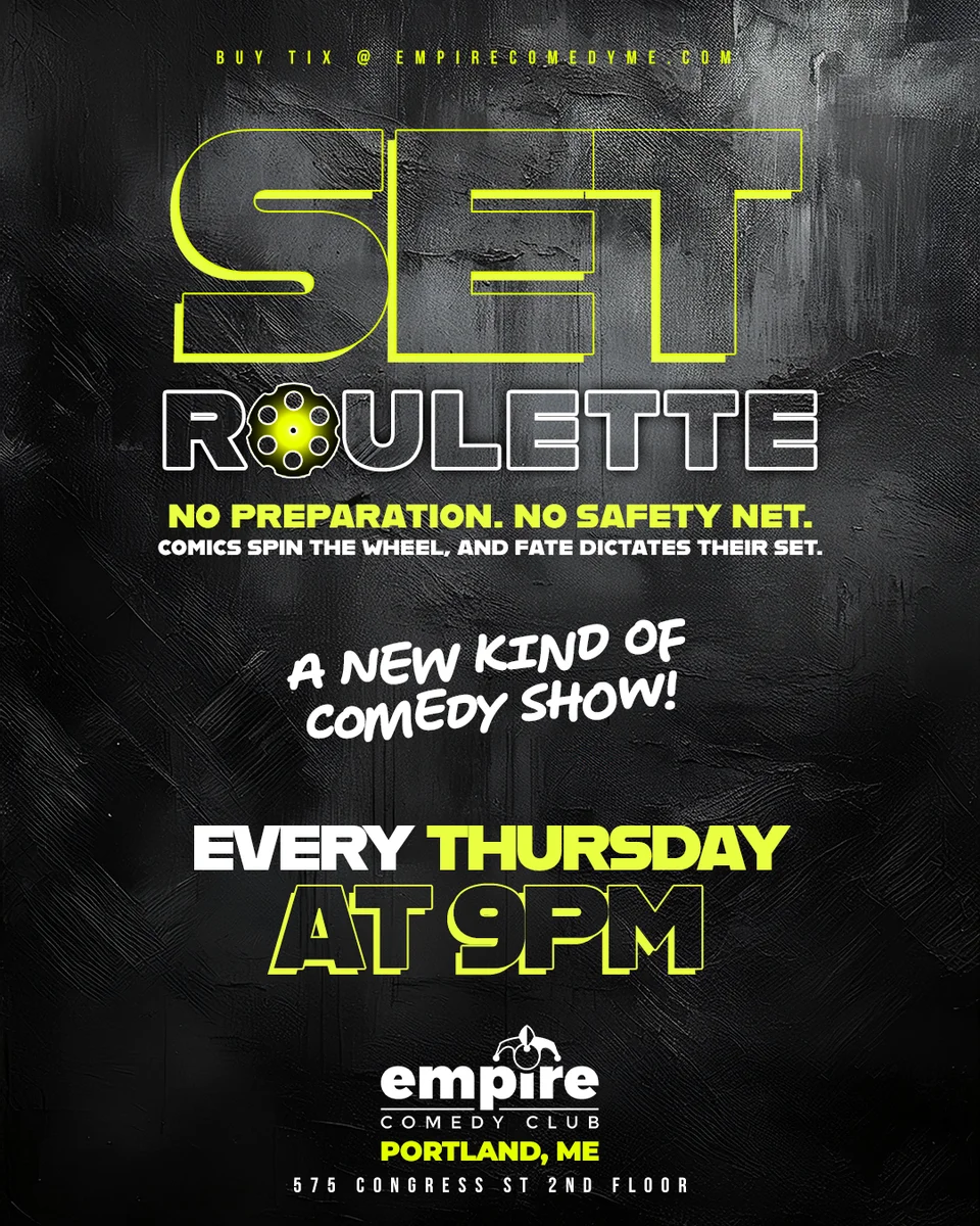 Promotional poster for Set Roulette at Empire Comedy Club