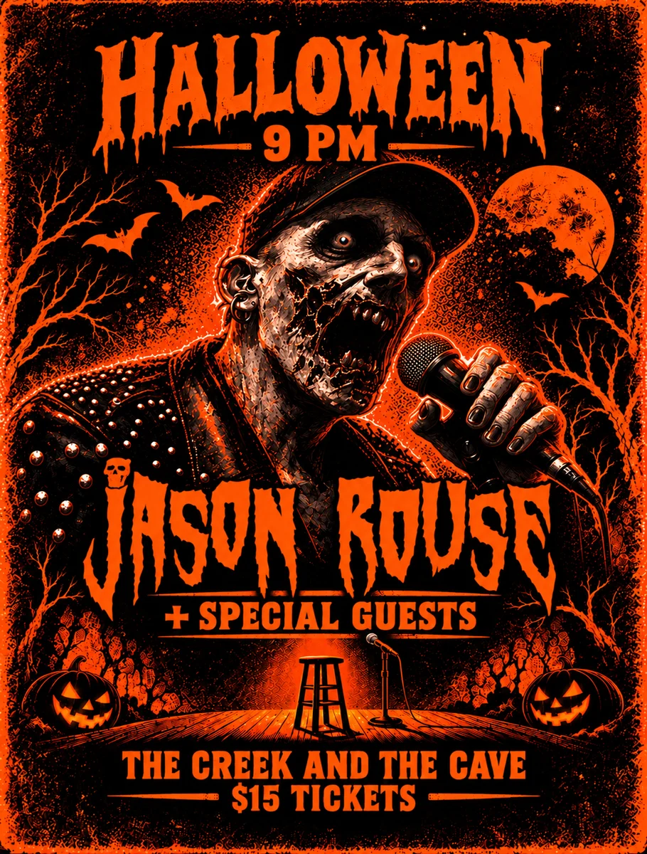 Promotional artwork for Jason Rouse & Special Guests at The Creek and The Cave.