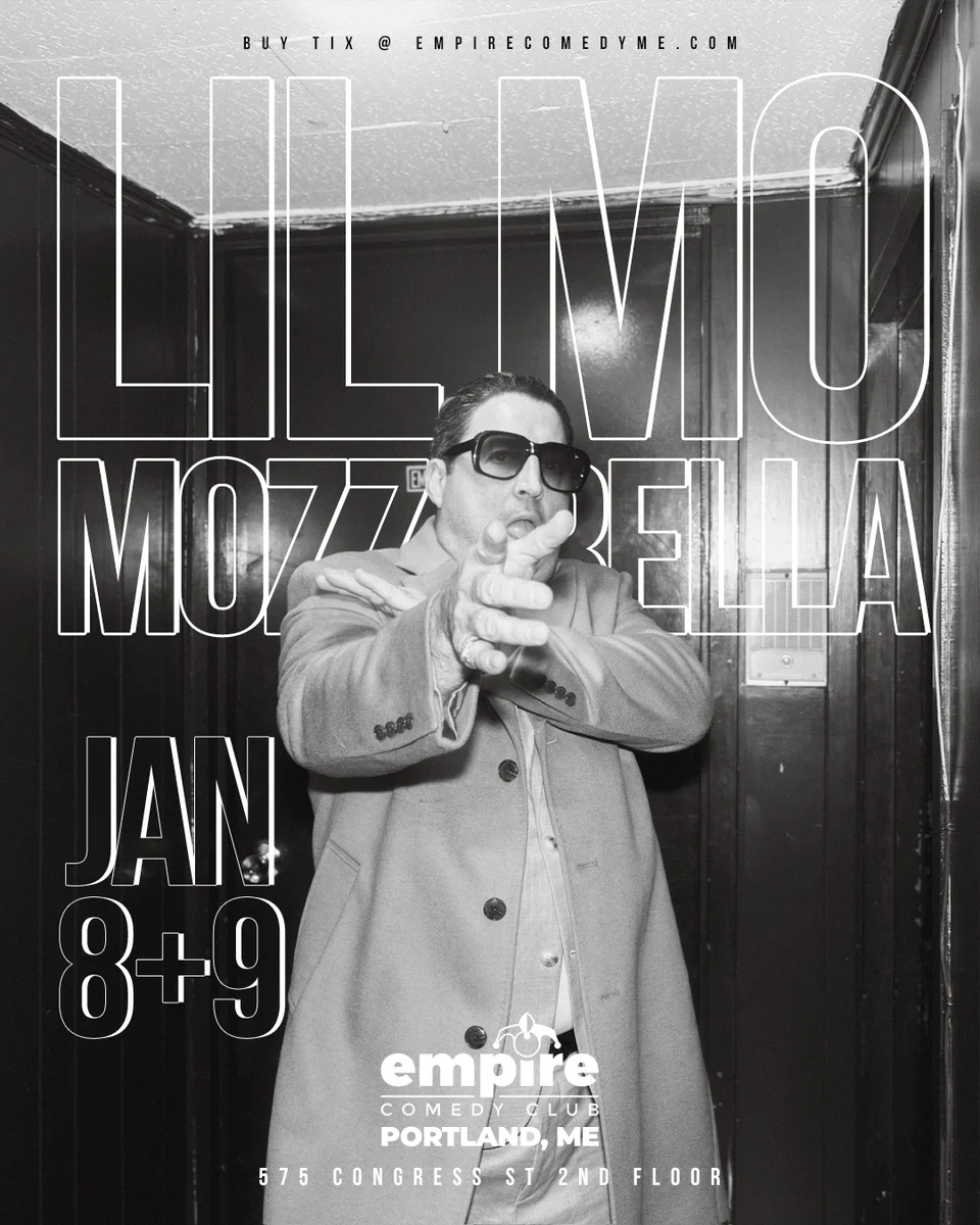 Promotional poster for Lil Mo Mozzarella at Empire Comedy Club