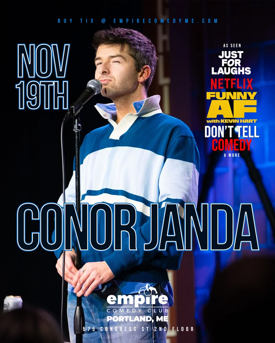 Promotional poster for Conor Janda at Empire Comedy Club